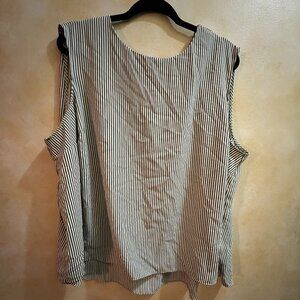 Worthington Women’s Plus 3X Sleeveless Striped Blouse – Green/White